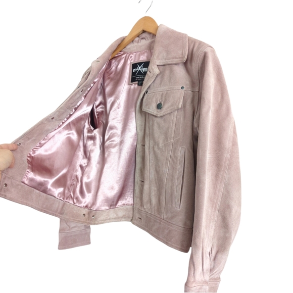 WILSON'S MAXIMA Vintage Pastel Pink Suede Leather Jacket Size Small - Picture 3 of 11